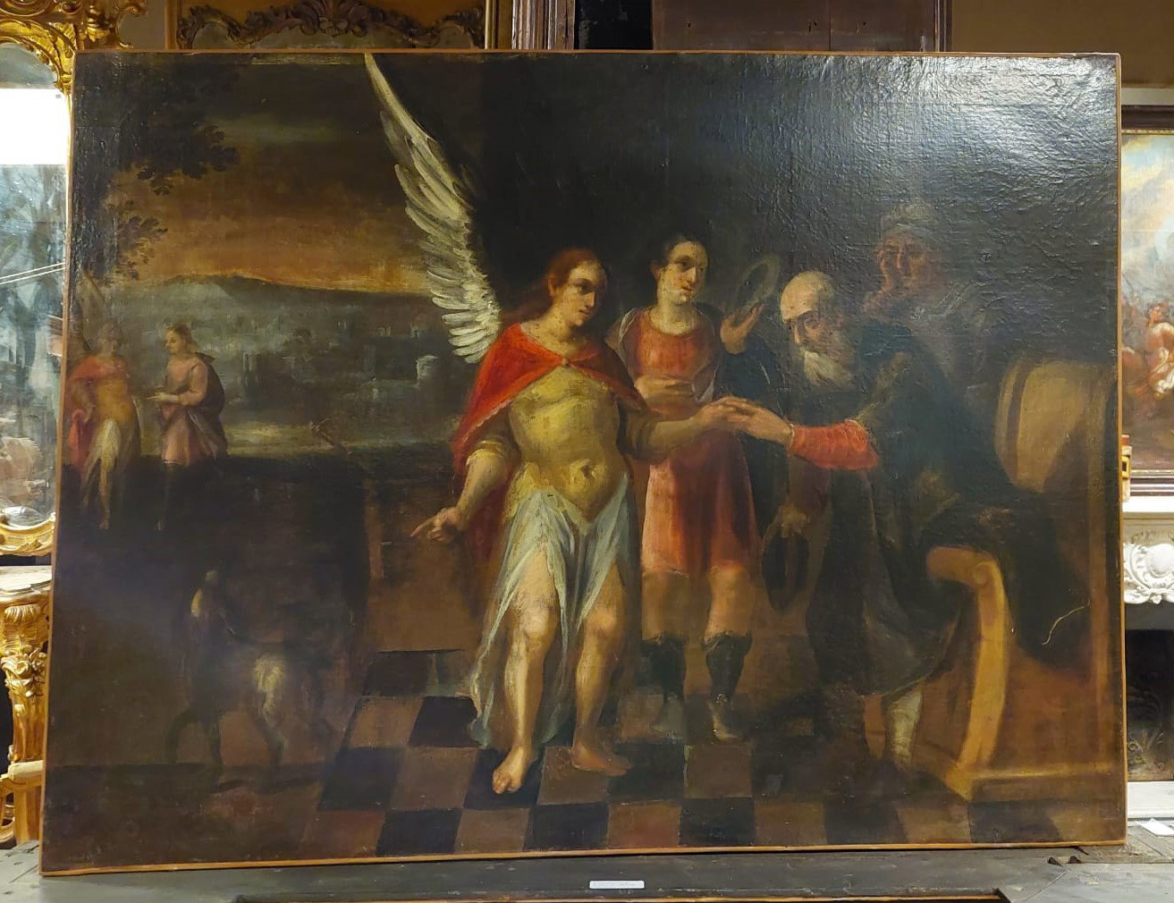pan306 - Gemälde, das den Erzengel Gabriel darstellt, Maße: 121 cm B x 92 cm H